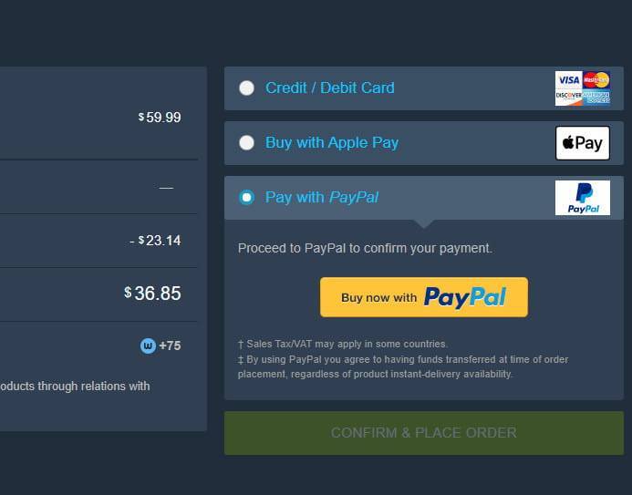 WinGameStore checkout.